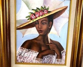 Woman with Umbrella Signed