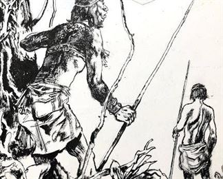 Amazonian Art Drawing signed circa 1960