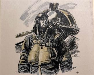 Pilot World war 2 signed Artworl