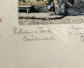 Paul Sollmann Etching circa 1930s Art
