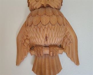 Wooden Owl with moving wings made in USSR