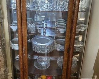Vintage Oak Bow Front Cabinet