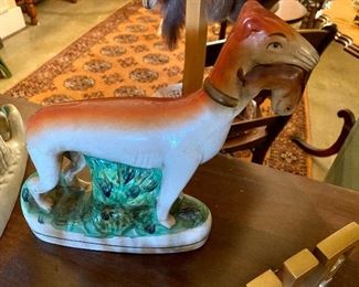 Antique Staffordshire Greyhounds late 19th century