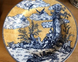 Set of 4 English Toile Porcelain Plates, $120