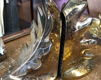 Brass Oak Leaf Bookends, $50