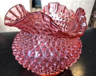 Fenton Hobnail Cranberry Vase, $75