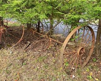 Pair of Wagon wheels on axle $225