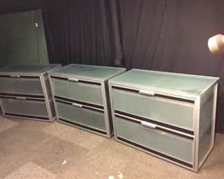Glass and Metal Lateral Filing Cabinets