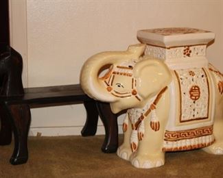 Vintage Ceramic Elephant Garden Stool