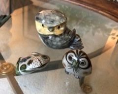 Vintage pottery owls from Mexico.