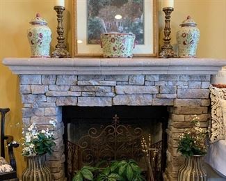 Assorted Pottery, Fireplace Screen...