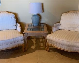 Ethan Allen Arm Chairs, Thomasville End Table