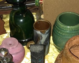 Vintage signed pottery, glass, & ceramics.