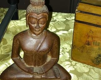 Vintage  wooden buddah Statue