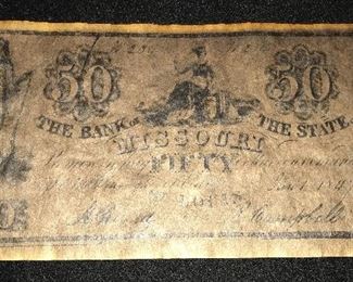 ANTIQUE MISSOURI 50 DOLLAR BANK NOTE