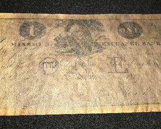 ANTIQUE 1 DOLLAR MISSOURI BANK NOTE