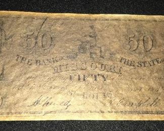 ANTIQUE 50 DOLLAR BANK NOTE CONFEDERATE
