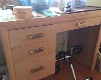 Mid Century Blonde Bedroom Furniture including a dresser, night stand and a small desk was handmade by Carl Henry Tillstrom (1883-1964), a Grand Rapids Carpenter & Furniture Maker. (This was the father of the homeowner)