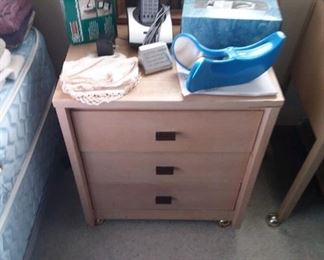 Mid Century Blonde Bedroom Furniture including a dresser, night stand and a small desk was handmade by Carl Henry Tillstrom (1883-1964), a Grand Rapids Carpenter & Furniture Maker. (This was the father of the homeowner)
