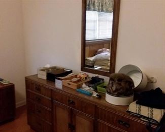Mid Century Modern Dresser with Narrow Mirror