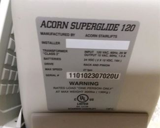 Acorn Stair / Chair Lift. Straight Line. 136" Rail Length.
We will be pre-selling this piece online on Facebook Marketplace. If it does not sell there it will be at the house sale as scheduled. Email us with questions.