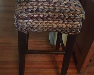 Pr. of Pottery Barn Seagrass low stools