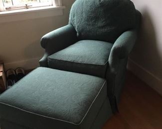 Green Lounge Chair with Ottoman