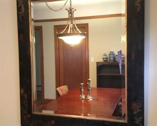 Beveled Mirror with hand painted frame (42in x 36in)