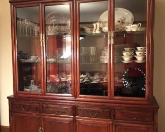 Rosewood China Cabinet (2 piece) Bottom (H 32-1/4in x  L 6ft x D 19in). Top (H 4ft x L 66-1/2in  x D 16-1/2in).