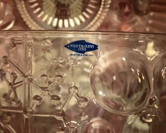 MCM Crystal Bowl by IITTALA Oiva Toikka , Nuutajarvi 1793 Finland Refinement - Arabia.