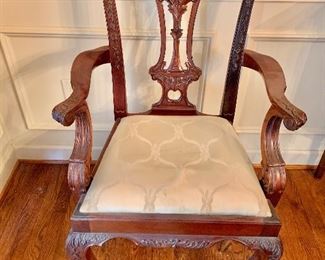 Pair Chippendale style armchairs 38.5” H by 23” W by 18” D