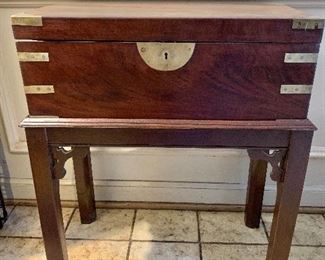 $350 - Antique writing desk on stand - 26”H by 21”W by 11.5”D 