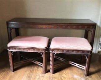 Room View - Console table Available  matching stools/benches are sold 