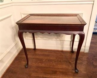 $150 - Burlwood occasional table with pull out shelves - 30" W, 18.5" D, 26.5" H. 