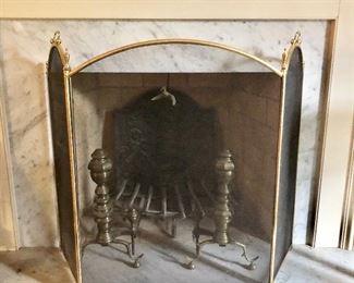 $60 - Fireplace screen.  52" W x 35" H; $120 andirons