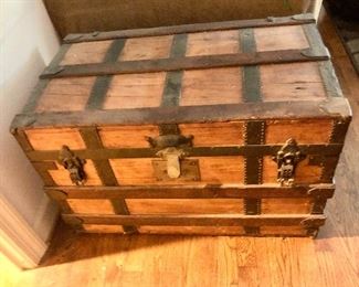 $150 - Antique wood trunk.  30" W, 18" D, 20" H. 