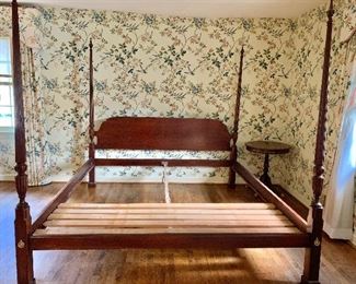 $495 - King size 4-poster bed; frame 82"W,  86"L, 80"H (posts)