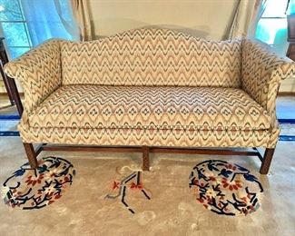 $250 - Vintage Hickory Chair camel back sofa 75" W, 