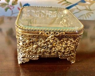 $30 Ornamental gold tone trinket or jewelry box 