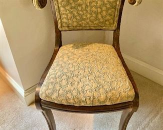 $125 - Custom upholstered, vintage chair - 20" W, 20" D, 33" H - AS IS minor repair to leg