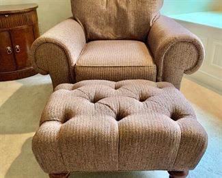 $350 - Taylor-Kind oversized armchair and ottoman - Chair 42" W, 35" D, 35" H.  Ottoman 28.5" W, 21" D, 15" H. MUST BE MOVED ON DECEMBER 1 OR 2