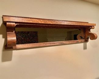 $120 - Eastlake style wall shelf with mirror.  54" L, 8" D, 14" H.