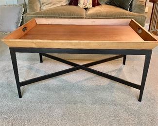$250 - Lane tray-topped coffee table with metal base - 40" W, 28" D, 20" H