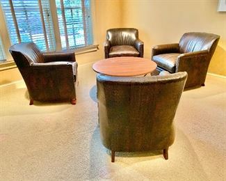 $950 PER PAIR - SOLD IN SETS OF 2 - Room view - 4 Alexvale faux crocodile, hobnailed arm chairs (each originally $1260 each)