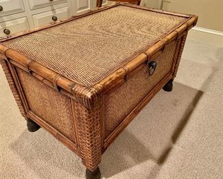 $195 - Bamboo style table/storage chest - 34" W, 21" D, 19.75" H