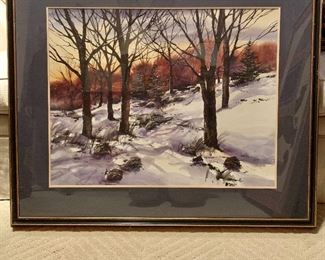 $150 - Dennis Frings watercolor - 38.5" W x 32.5" H. 