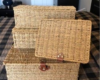 4 Wicker Like Storage Boxes
