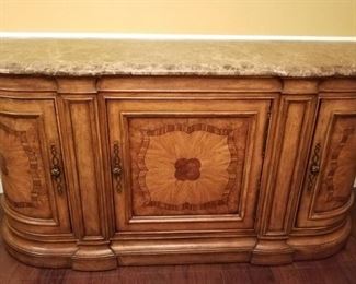 Burl Wood and Marble Sideboard