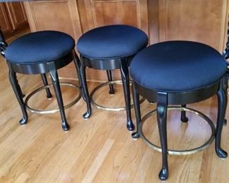 Wood and brass foot plate Swivel Barstools - 25" tall 20"wide