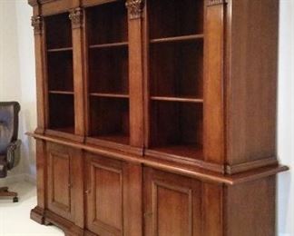 Stunning Solid Walnut Library Bookcase, 2 pieces, 90" tall, 108" wide and 22" D